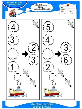 Çocuklar İçin Sayılar Çalışma Sayfaları 